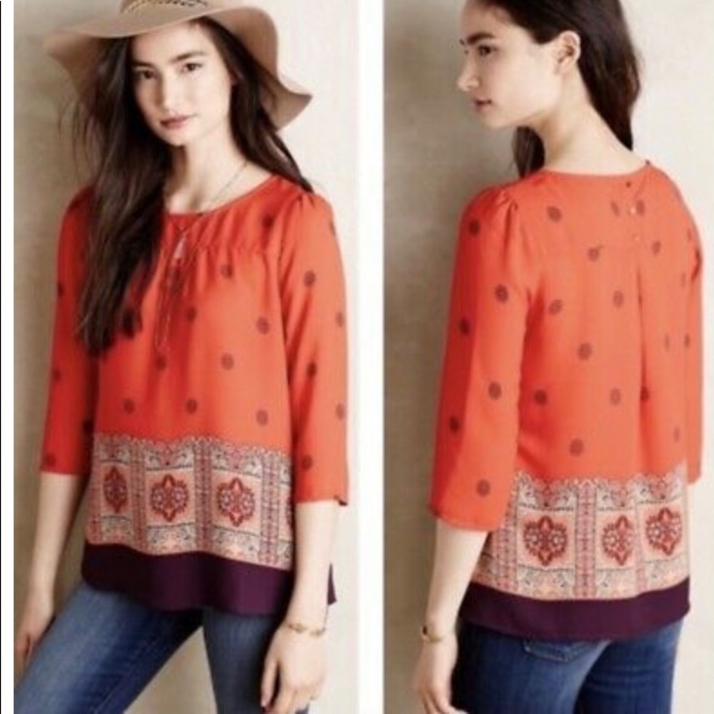 Anthropologie patterned blouse